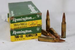 Two boxes of Remington 7mm-08 Rem. One 120 gr HP,count 19 and one 140 gr PSP, count 20.