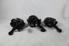 Three bait casting reels, One Browning, two Shimano Bantam. Used.