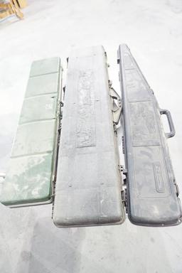 Three hard plastic gun rifle cases. Used. shipping will incur additional costs.