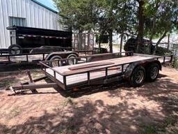 16' Flatbed with good tires & ramps. NO TITLE