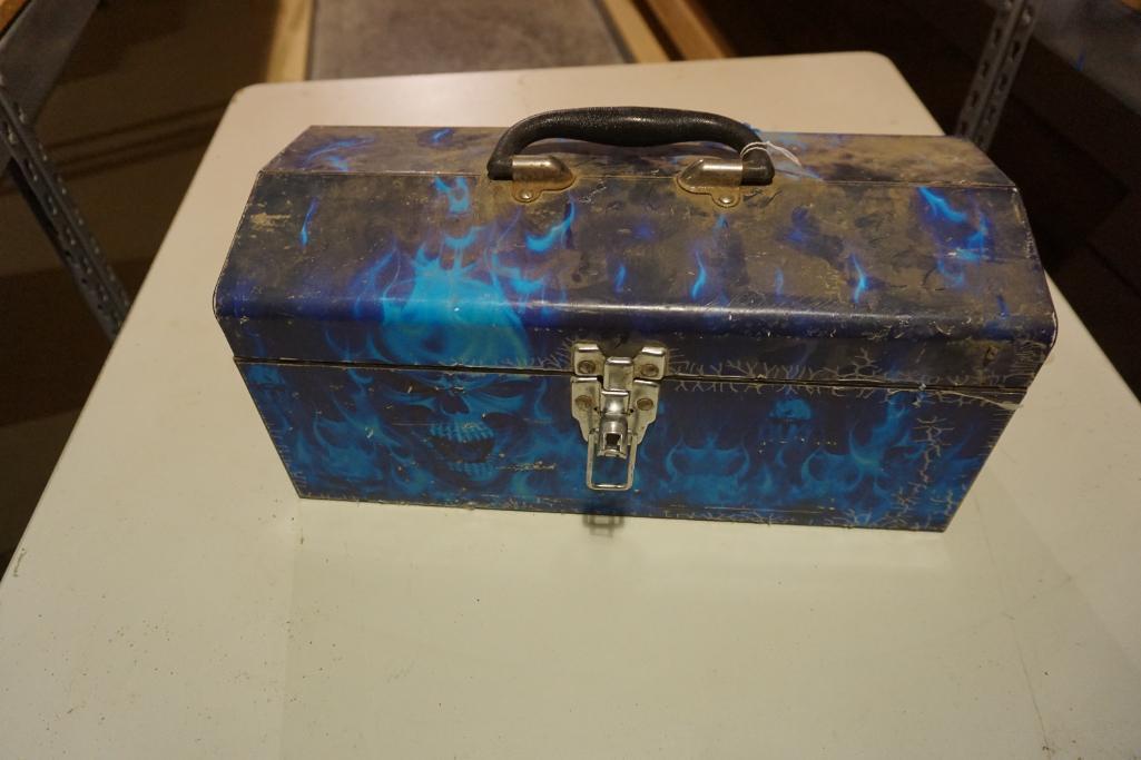 One 16" metal tool box. Used.