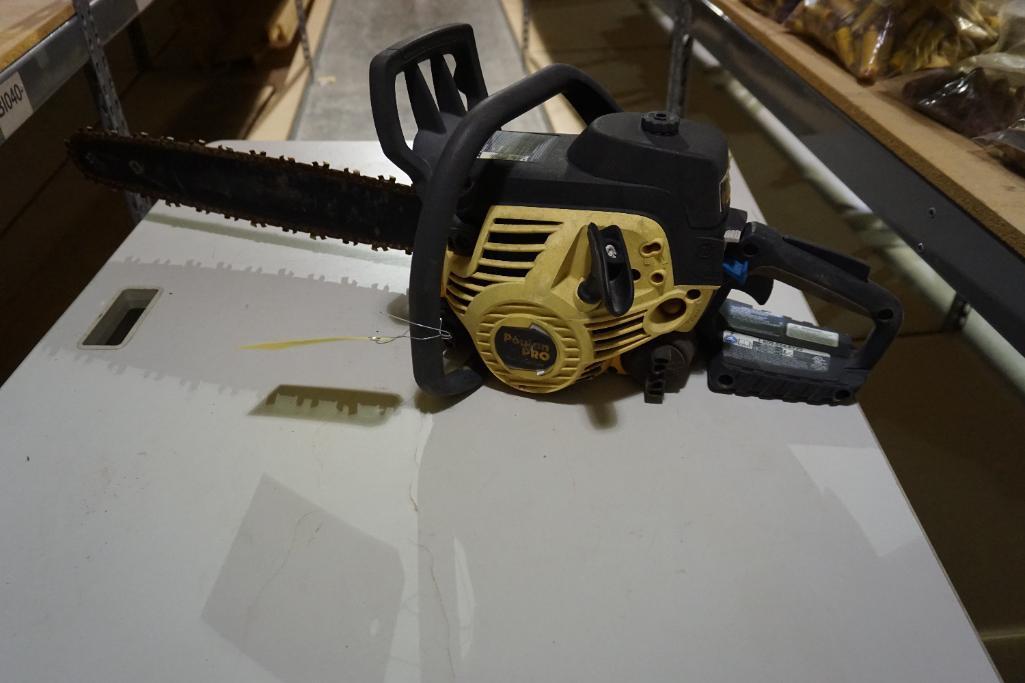 One Poulan Pro 50cc chainsaw with 20" bar. Used. Consignor says was running but have been sitting