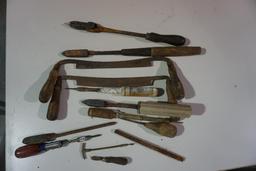 Draw knives, old manual soldering irons, mechanical screwdrivers.