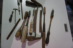 Draw knives, old manual soldering irons, mechanical screwdrivers.