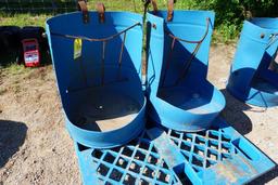 Two feeders made from plastic barrels