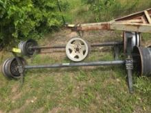 Pair of 5 lug axles with springs & 5 rims