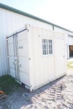 Container Building 9'x8'. Wired with breaker box, lights, plugs, & AC