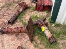 Very large heavy vise and anvil mounted on pipe pedestals