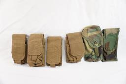 Six magazine pouches, four tan and two camo