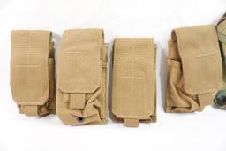 Six magazine pouches, four tan and two camo