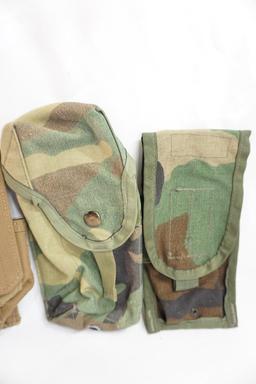 Six magazine pouches, four tan and two camo