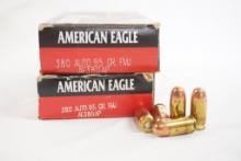Two boxes of American Eagle 380 Auto 95 gr FMJ, 100 count total