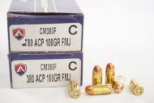 Two boxes of Atlanta Arms classic match 380 ACP 100 gr FMJ, 100 count