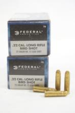 Two boxes of Federal .22 Cal LR Birdshot 25 gr #12 shot, 100 count total