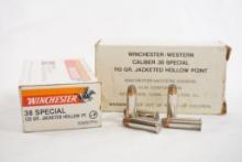 Two boxes of Winchester 38 Special JHP, one 125gr and one 110 gr, 100 count total