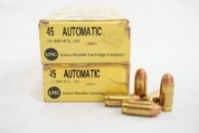 Two boxes of Union Metallic Cartridge Co 45 Auto 230 gr, 100 count total