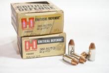 One full and one partial box of Hornady Critical Defense 380 Auto 90 gr FTX, 42 count total