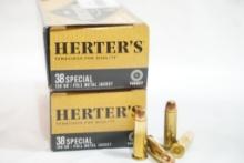 One full and one partial box of Herter's 38 Special 130 gr FMJ, 94 count total