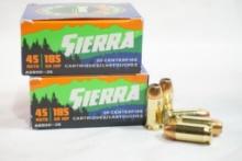 Two boxes of Sierra 45 Auto 185 GR JHP, 40 count total