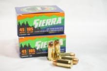 Two boxes of Sierra 45 Auto 185 GR JHP, 40 count total