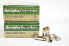 Two boxes of Remington Golden Saber 380 Auto 102 gr JHP, 50 count total
