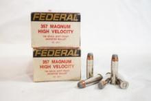 Two boxes of Federal 357 Magnum 158 gr JSP, 100 count total