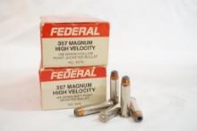 Two boxes of Federal 357 Magnum 158 gr JSP, 100 count total