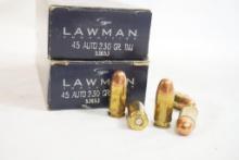 Two boxes of Speer Lawman 45 Auto 230gr TMJ, 100 count total