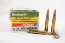 Two boxes of 30-06 Springfield, one Winchester 220 gr factory and one Remington 180 gr Hornady