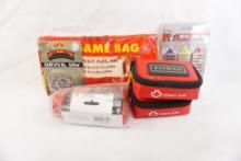 Two Kinross first aid kits, Ridge runner 3pc diamond whetstone set, survival saw, emergency sleeping