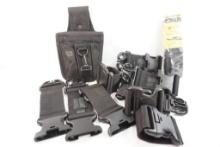 Ten Blackhawk 2" plastic buckles, one Hunter's rifle shell belt and one tool pouch