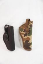 Two Uncle Mike's nylon holsters, one black #15 and one camo #5