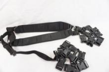 Two Black padded neoprene rifle slings by Butler Creek and 20 Blackhawk 1" slide release buckles