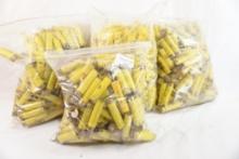 Four bags of fired 20 gauge shell hulls for reloading, approx 900 count