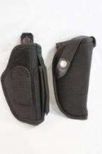Bianchi Ranger black RH nylon holster size 5 and One Uncle Mike's ambidextrous nylon holster size 16