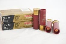 One full and one partial box of Federal Premium 12 gauge 3" Hydra-Shok hollow point slugs, 9 count