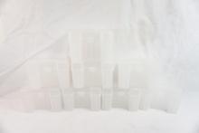 Eight clear plastic rifle ammo boxes