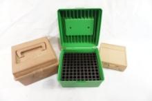 Three plastic ammo boxes