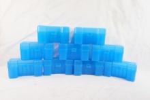 Nine plastic rifle ammo boxes