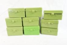 Nine plastic ammo boxes