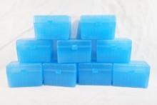 Nine lrg caliber rifle plastic ammo boxes