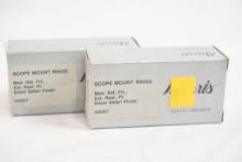 Two sets of Burris Med Std silver safari finish scope mount rings, new in pkg