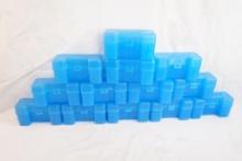 Thirteen plastic rifle ammo boxes