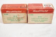 Two Redfield 2 pc scope mount base for Remington 30, remodeled Enfield (round), new in boxes