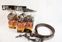 Two pkg of men's lrg socks and two camo belts size 46, new