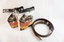 Two pkg of men's lrg socks and two camo belts size 42, new