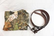 One XL camo t-shirt and two camo belts size 40