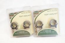 Two sets of Weaver 1" top mount matte black scope rings