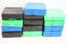 Fourteen plastic handgun ammo cases