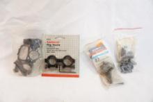 Four sets of scope rings including Tasco 1" aluminum standard and Weaver top mount base